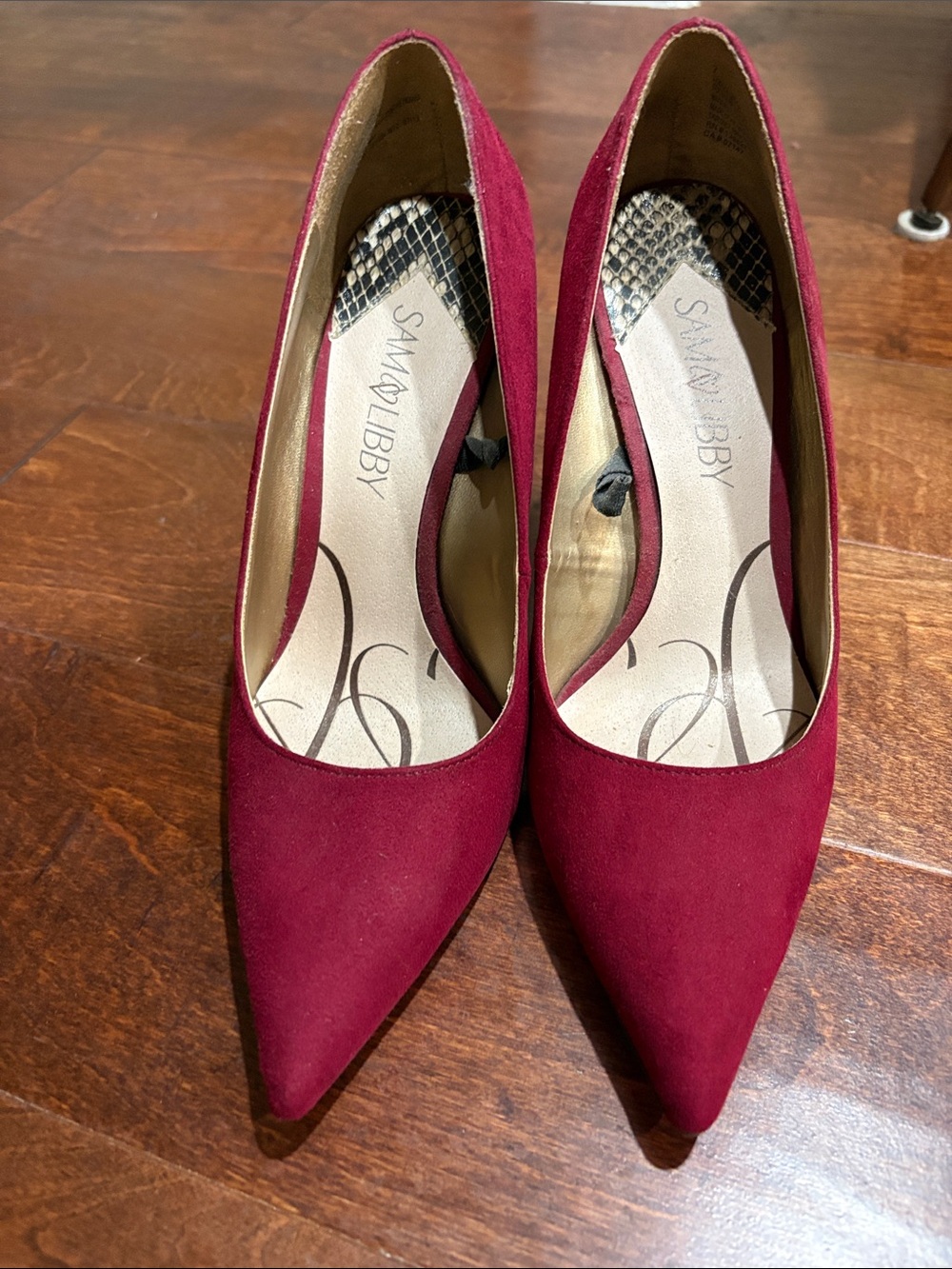 Sam & Libby Pointed Toe Pumps in Wine Red Size 7 High Heels